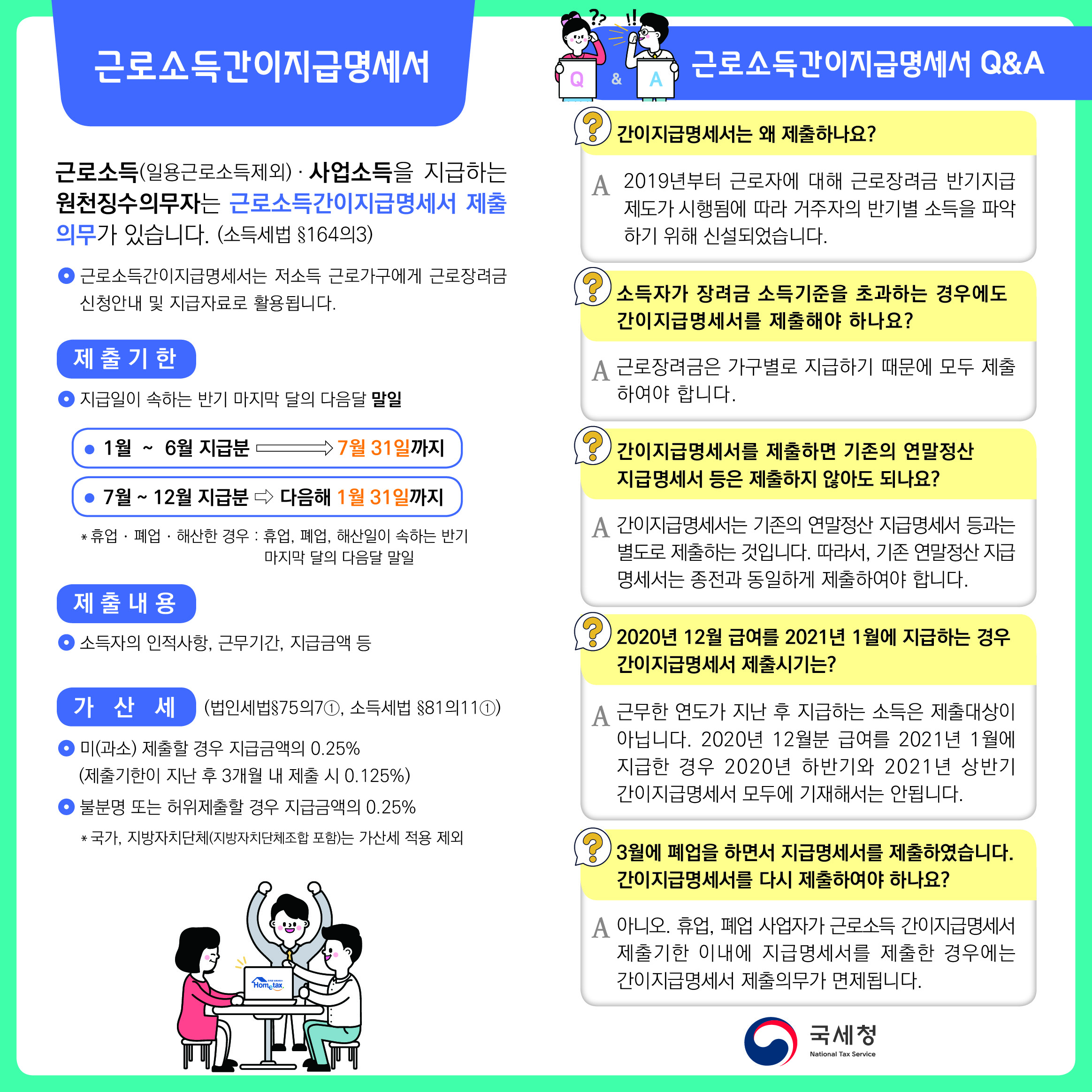 하반기분 근로소득간이지급명세서 제출안내